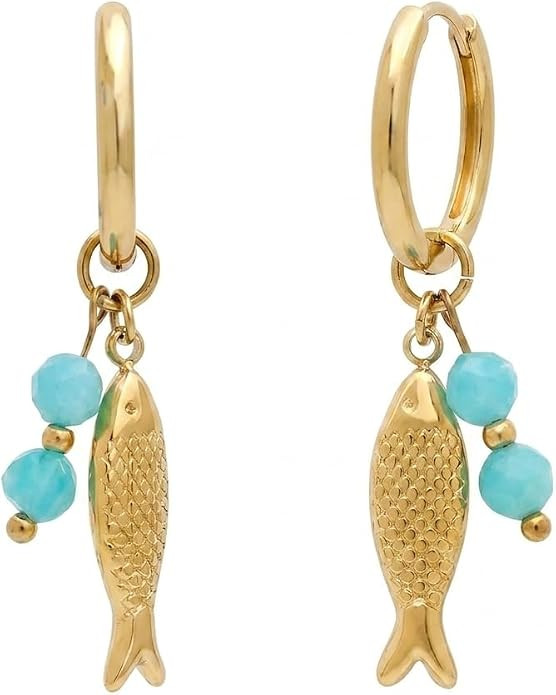 Jean Beau Gold Hoop Dangle Earrings for Women, Trendy Dainty Rhinestone CZ Christmas Tree Clover ... | Amazon (US)