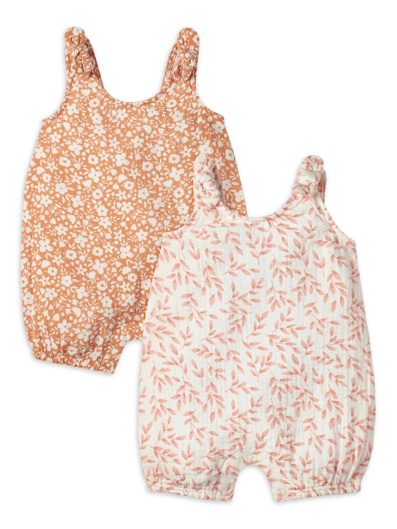 Modern Moments by Gerber Baby Girl Sleeveless Guaze Romper , 2-Pack, Sizes 0/3 -24 Months | Walmart (US)