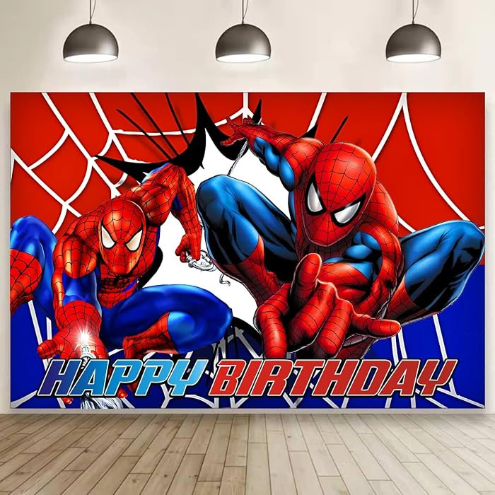 Spider Birthday Party Decorations, 5x3ft Happy Birthday Back Drop Banner Theme Backdrop Banner fo... | Amazon (US)