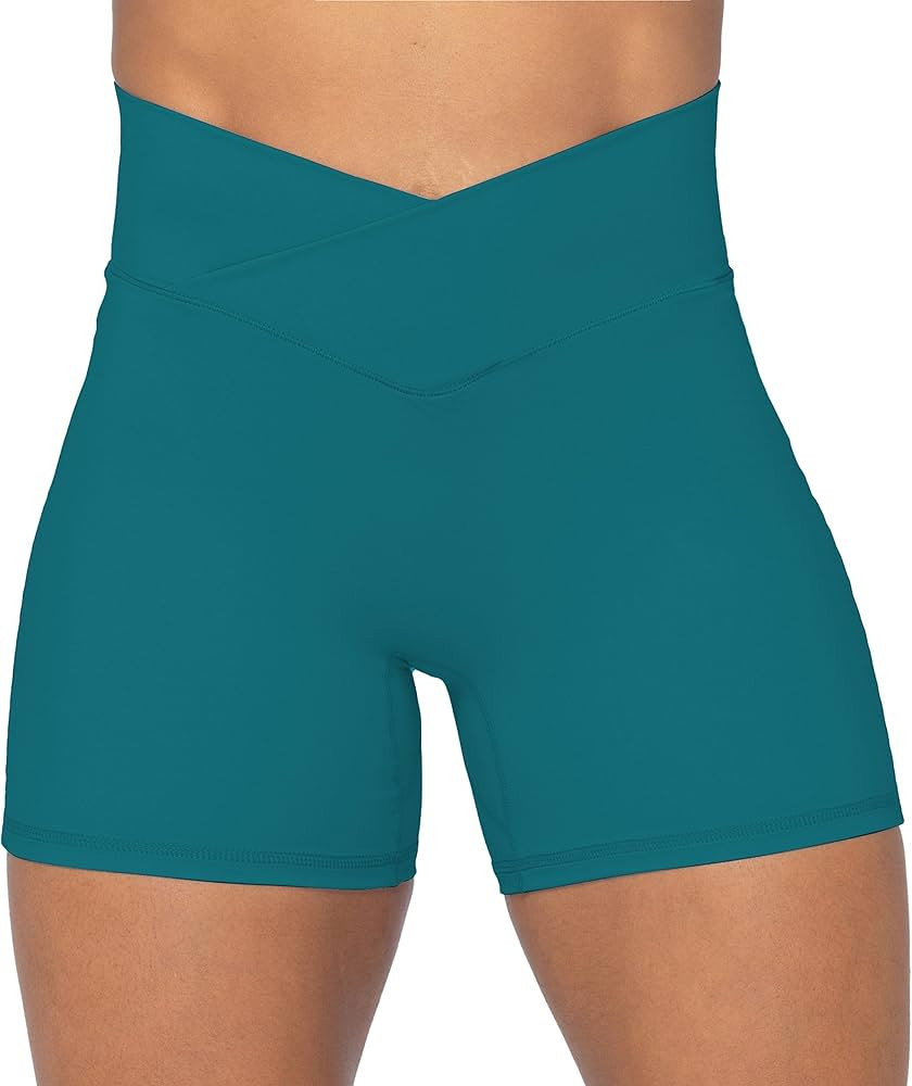 Sunzel Softmax Crossover Biker Shorts for Women, V Criss Cross High Waist Yoga Workout Gym Shorts... | Amazon (US)