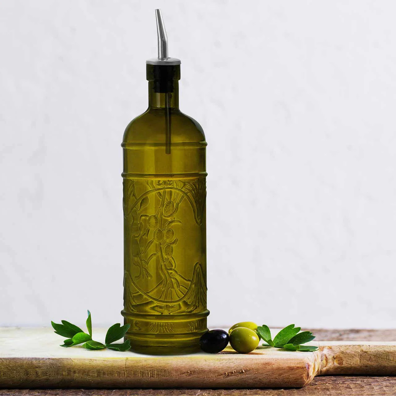 16.1oz. Glass Single Oil / Vinegar Cruet with Olive Branch Embossed Decorative Pattern | Wayfair North America