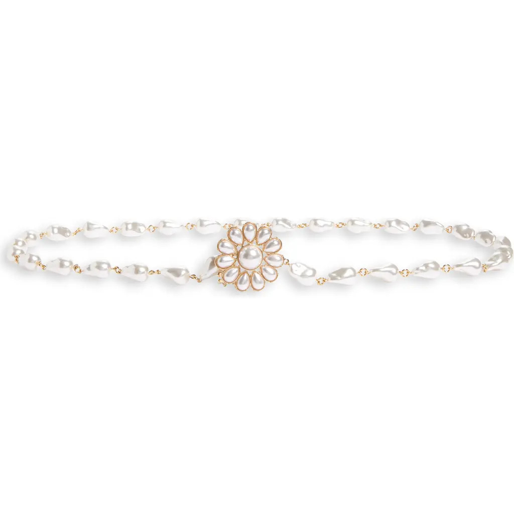 Lele Sadoughi Baroque Faux Pearl Chain Belt in Ivory at Nordstrom | Nordstrom