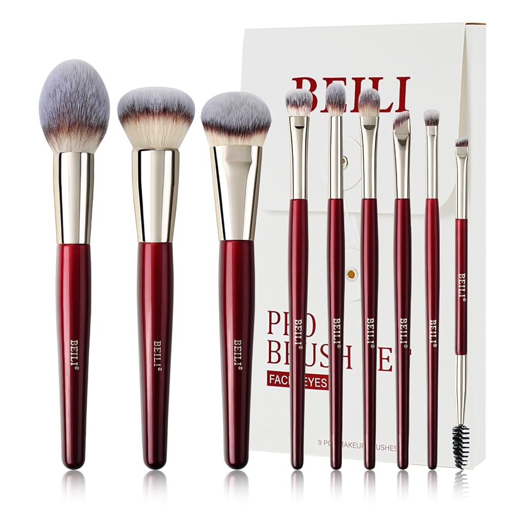 BEILI Makeup Brushes 9Pcs Makeup Brushes Set Premium Synthetic Foundation Concealers Blush Eyesha... | Amazon (US)