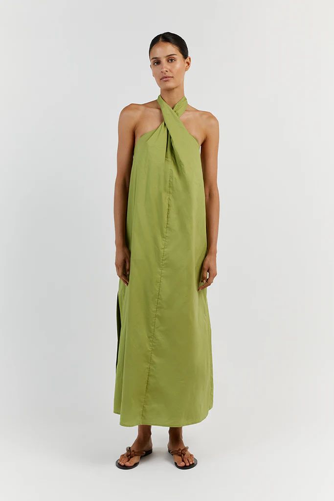 OLIVIA LIME COTTON MIDI DRESS | DISSH