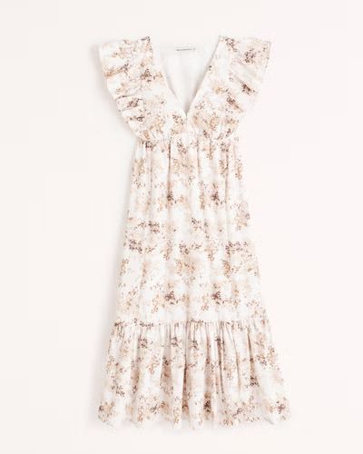 Flutter Sleeve Tiered Midi Dress | Abercrombie & Fitch (UK)
