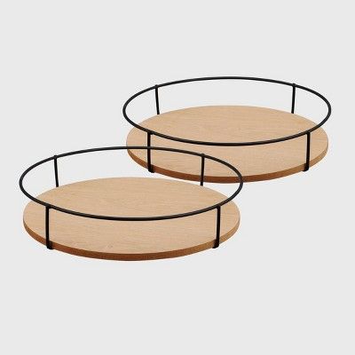 2ct Lazy Susan Tray Wood - Bullseye's Playground™ | Target