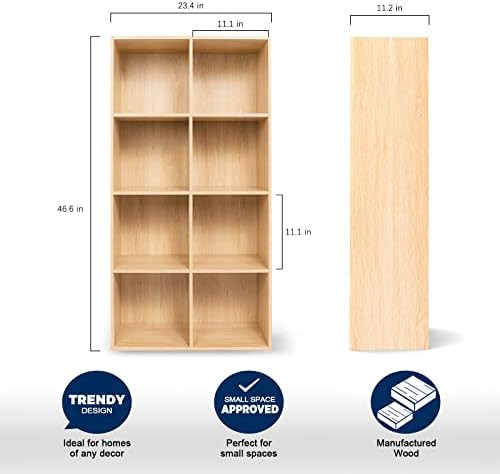 8 Cube Storage Organizer, Oak 8 Storage Cubes Bookcase Shelf Standing Display Small Bookshelf for Of | Amazon (US)