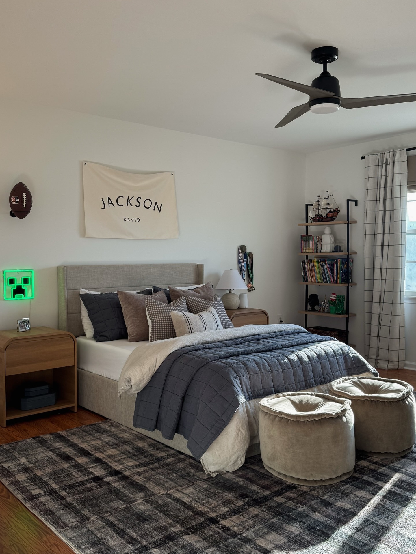 #ad REAL TALK... We've had this new ceiling fan from @urbanambiancesocial for a few weeks now and it's been such an incredible transformation to Jackson's bedroom. Not only is it stunning, but it has kept his room much cooler than what the previous fan did. This bedroom is the hottest room in our home, and I always worry he is too hot at night. This has been such a relief! 😮‍💨 

#gifted #urbanambiancesocial #liketkit @shop.ltk kids bedroom, boy bedroom, bedroom decor

#LTKHome