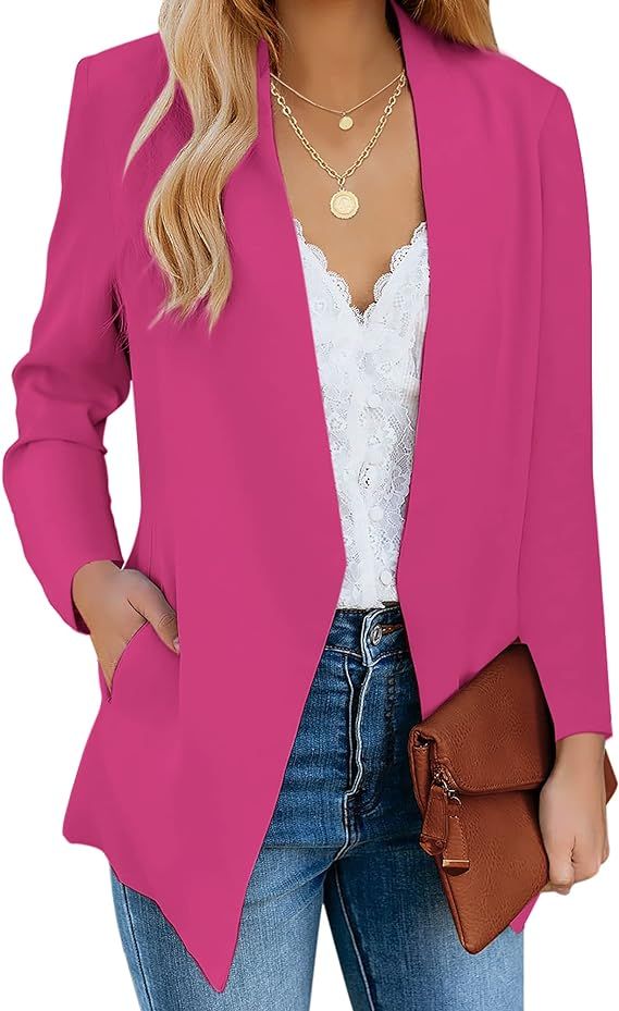 luvamia Women's Casual Long Sleeve Lapel Button Slim Work Office Blazer Jacket | Amazon (US)