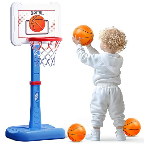 ShyLizard Toddler Basketball Hoop Indoor for Age 1-3, Height Adjustable Poolside Basketball Hoop with 3 Balls, Mini Basketball Hoop Sport Toys Birthday for Toddler Boy Girl 1 2 3 4 Year | Amazon (US)