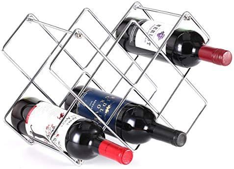 Buruis Countertop Wine Rack - 10 Bottle Wine Holder for Red White Wine Storage - Freestanding Metal  | Amazon (US)