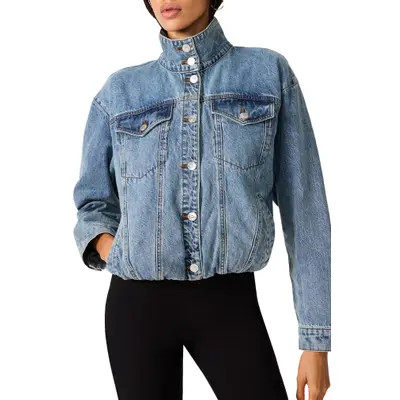 Steve Madden Allyson Cotton Denim Jacket in Imperial Blue at Nordstrom, Size Large | Nordstrom