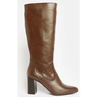 Coast Leather Knee High Ankle Boot With Heel -, Brown | Coast (UK)