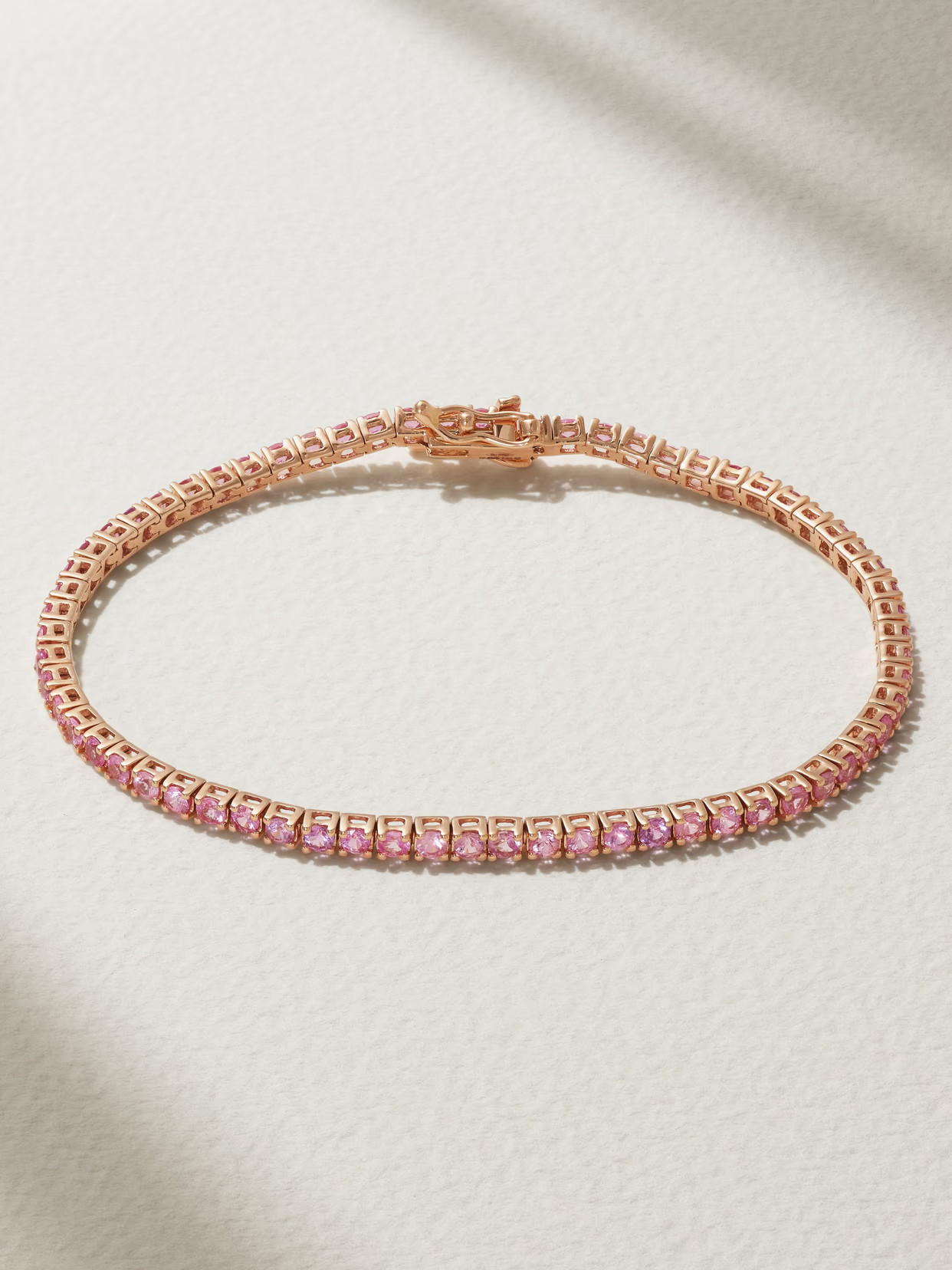 Roxanne First - 14-karat Rose Gold Sapphire Tennis Bracelet - Pink | NET-A-PORTER (US)