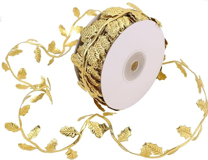 Gold Leaf Ribbon 10Yards Leaves Trim Rope Artificial Leaf Ribbon for Garland Gift Wrapping Party ... | Amazon (US)