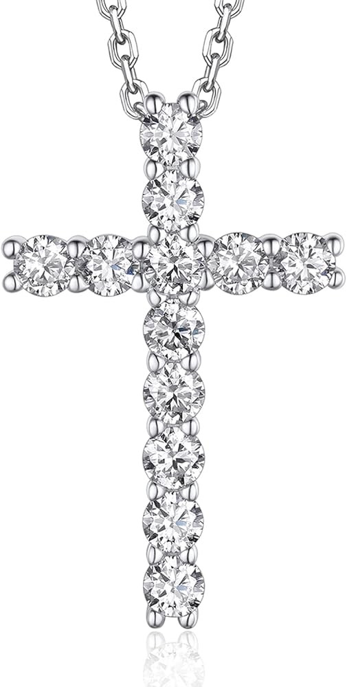 MomentWish Cross Necklace for Women, Christian Gifts for Her, Moissanite Cross Pendant, 925 Sterl... | Amazon (US)