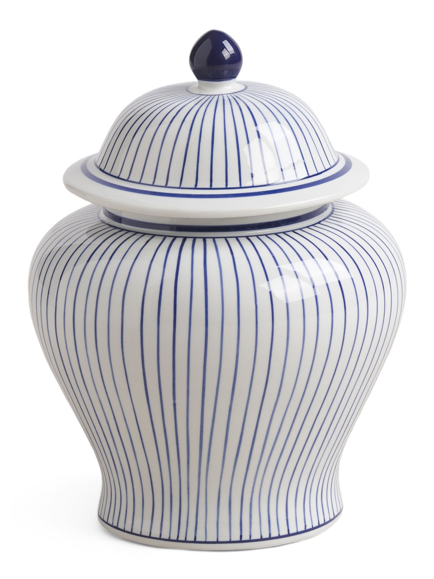 16in Striped Ceramic Jar With Lid | Marshalls