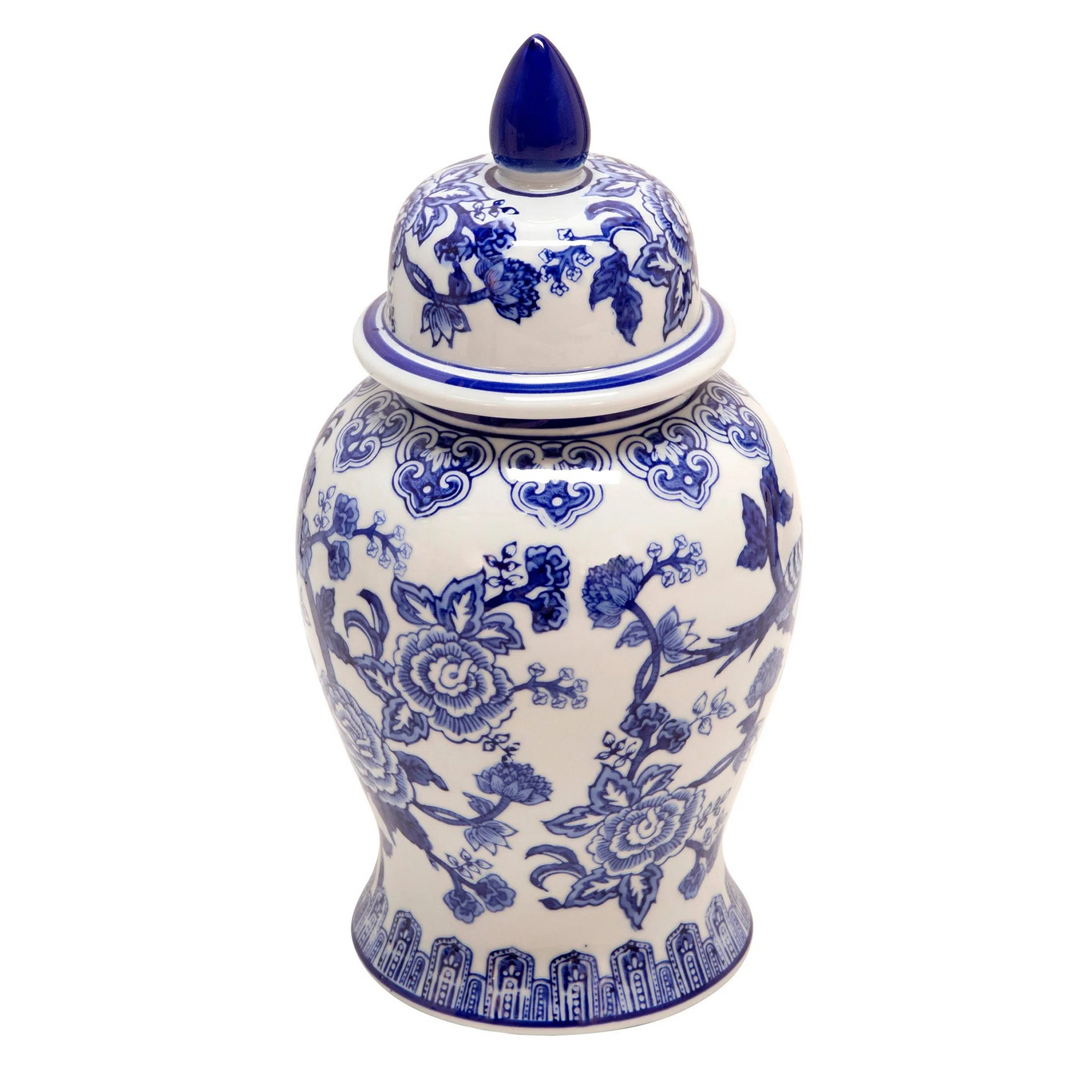 Lark Manor™ Modern Blue and White Contemporary Chinoiserie Temple Jar & Reviews | Wayfair | Wayfair North America