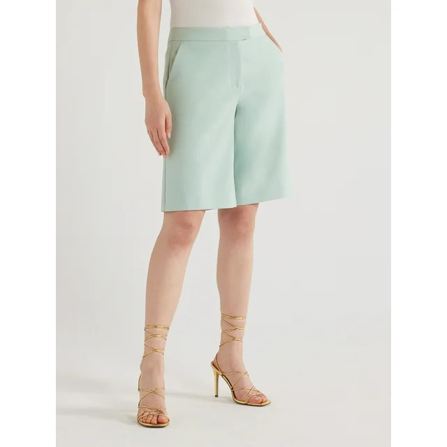Scoop Women's Straight Leg Tailored Bermuda Shorts, Sizes 0-18 | Walmart (US)
