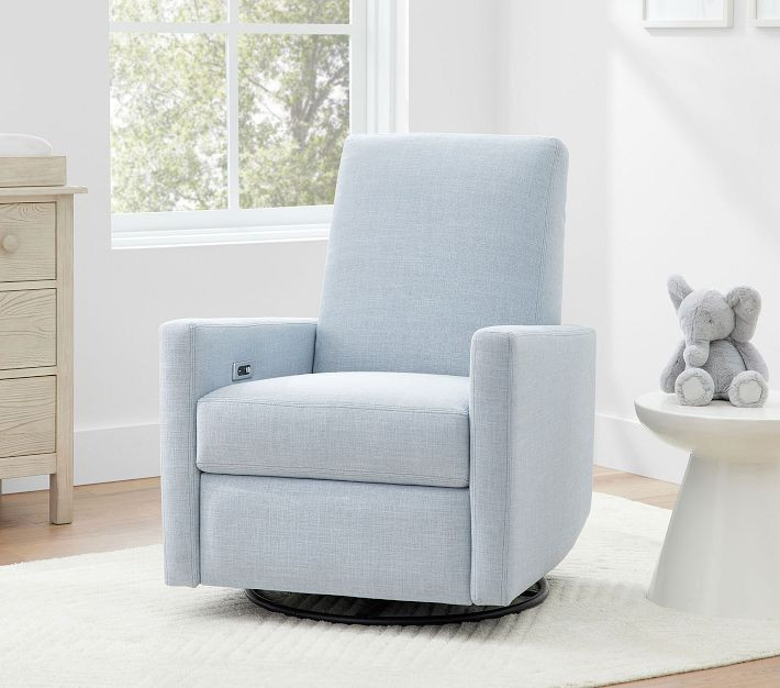 Phoenix Power Swivel Glider & Recliner, Brushed Crossweave, Charcoal | Pottery Barn Kids
