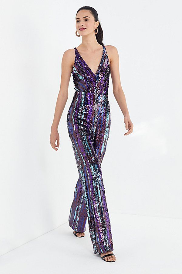 Dress The Population Charlie Sequin Jumpsuit - Assorted XS at Urban Outfitters | Urban Outfitters (US and RoW)