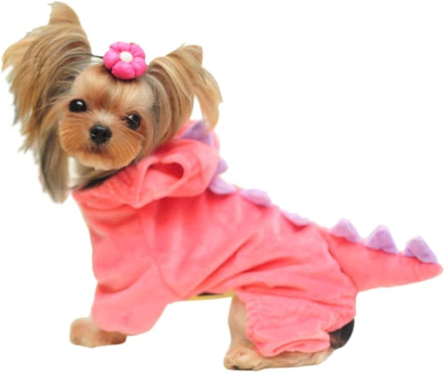 Hotumn Dinosaur Dog Halloween Costume Pet Dino Hoodie for Small Dogs (Medium, Pink) | Amazon (US)