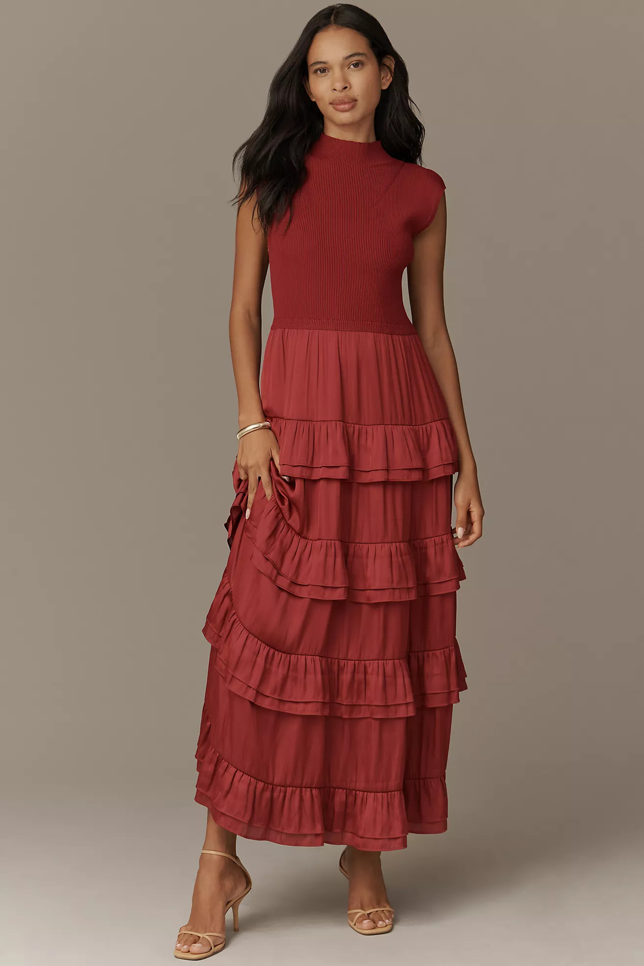 Derek Lam 10 Crosby Klea Mock-Neck Tiered Maxi Dress | Anthropologie (US)