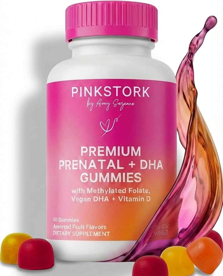 Pink Stork Premium Prenatal Gummy Vitamins, 60 Gummies, 30-Day Supply | Vegan Algae DHA, Methylat... | Amazon (US)