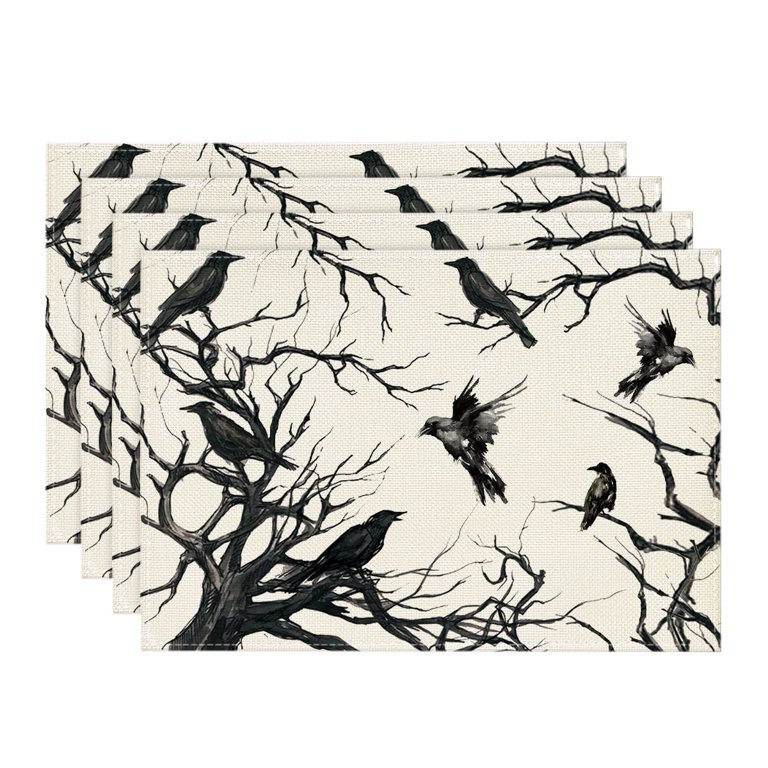 Smile Silhouette Tree Crows Halloween Table Placemats Set of 4, 12x18 inch | Walmart (US)
