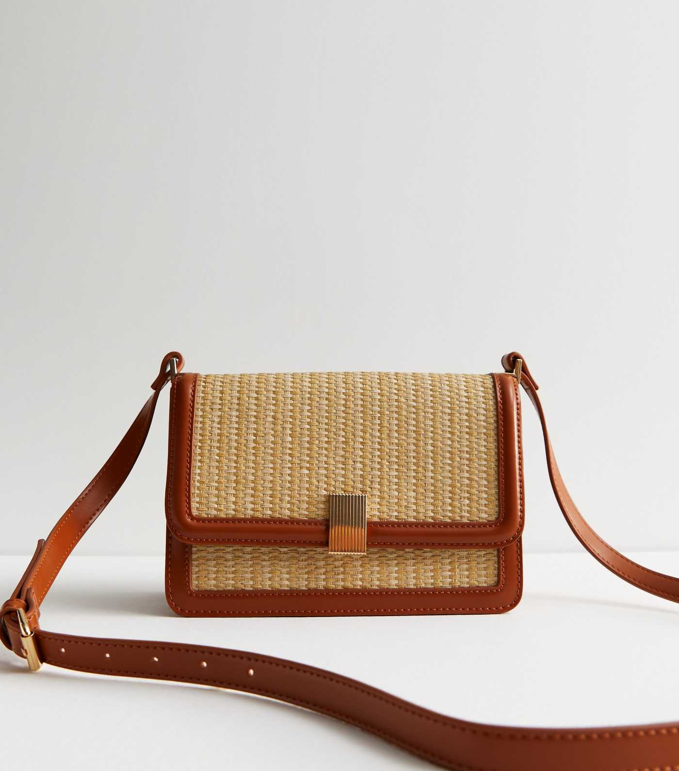 Brown Raffia Boxy Cross Body Bag | New Look | New Look (UK)