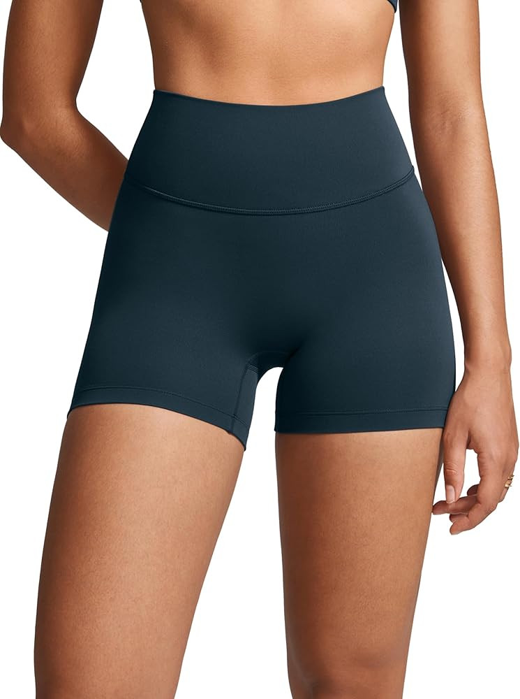 Womens High Waist No Front Seam Biker Shorts 4 Inches Running Volleyball Spandex Yoga Gym Workout... | Amazon (US)