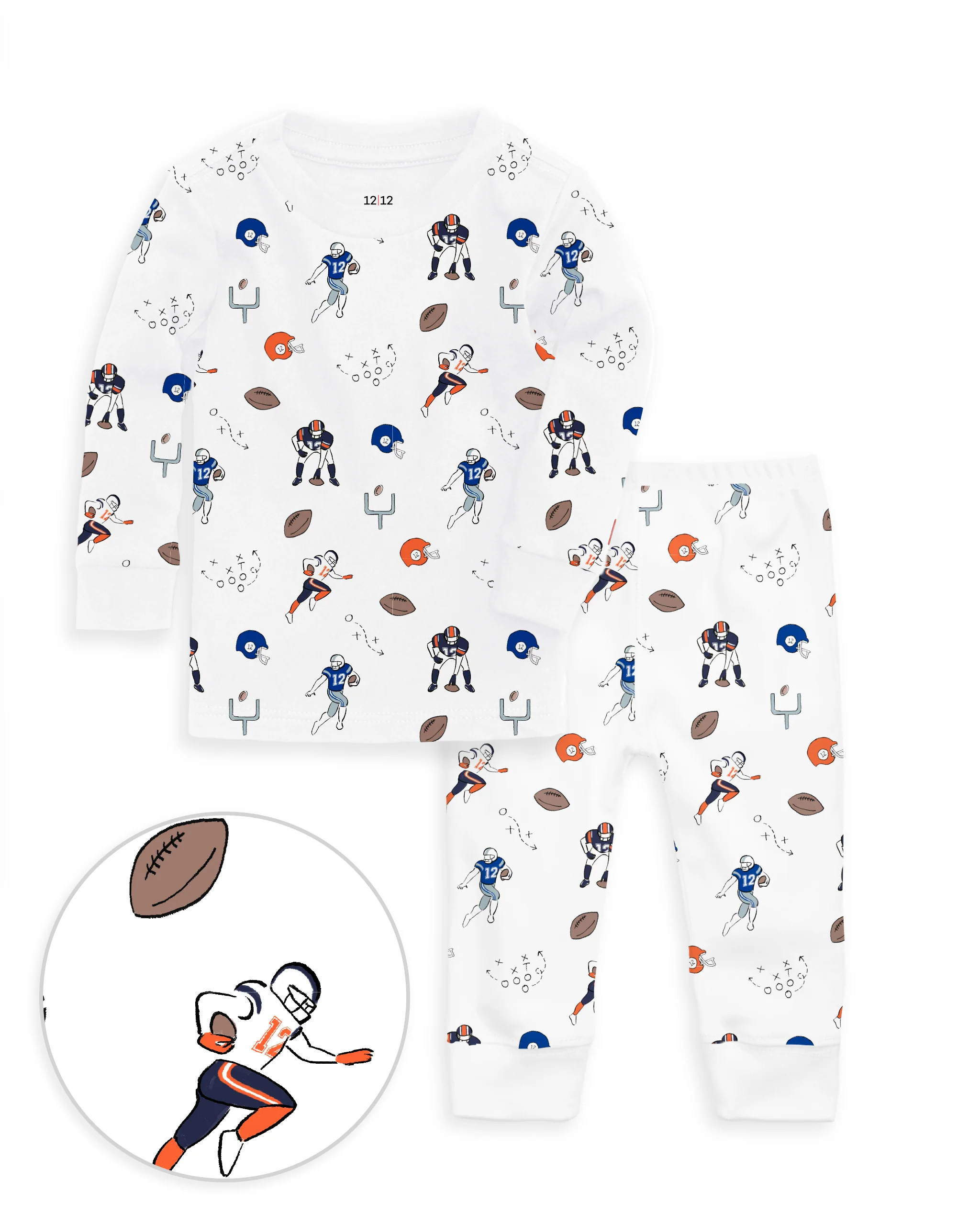 The Organic Long Sleeve Pajama Set [Football] | 1212