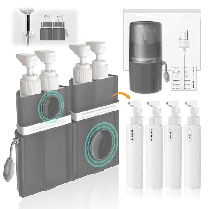 Travel Bottles for Toiletries, TSA Approved Travel Shampoo and Conditioner Bottles with Suction C... | Amazon (US)