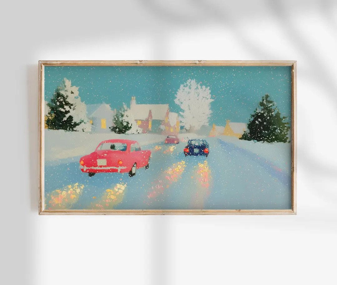 Winter Frame Tv Art Christmas Colorful Mid-century Digital Download - Etsy | Etsy (US)