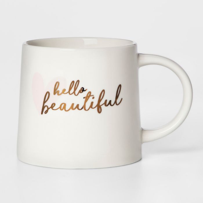 16oz Porcelain Hello Beautiful Mug White - Threshold™ | Target