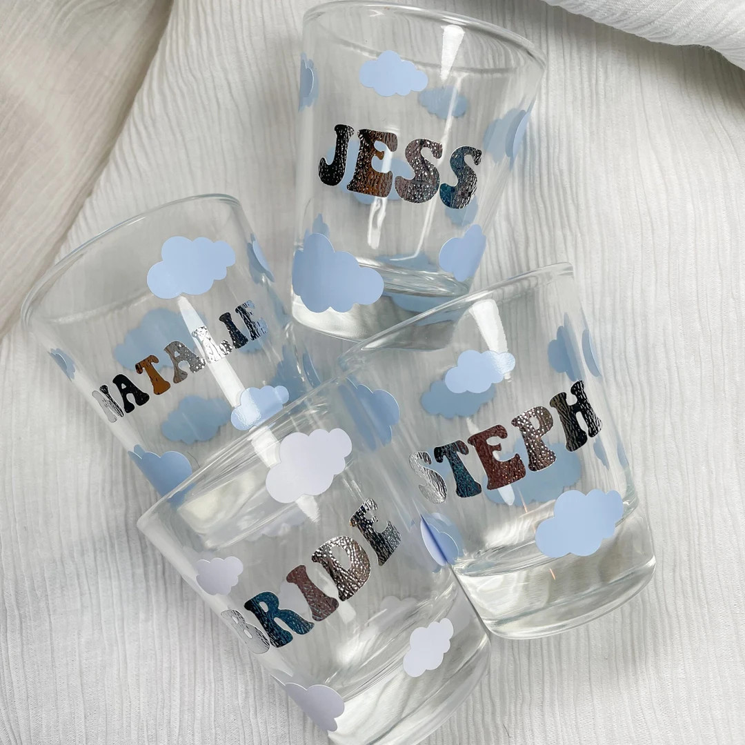 Personalized Bride on Cloud Nine Shot Glasses | Bachelorette Party Favors - Etsy | Etsy (US)