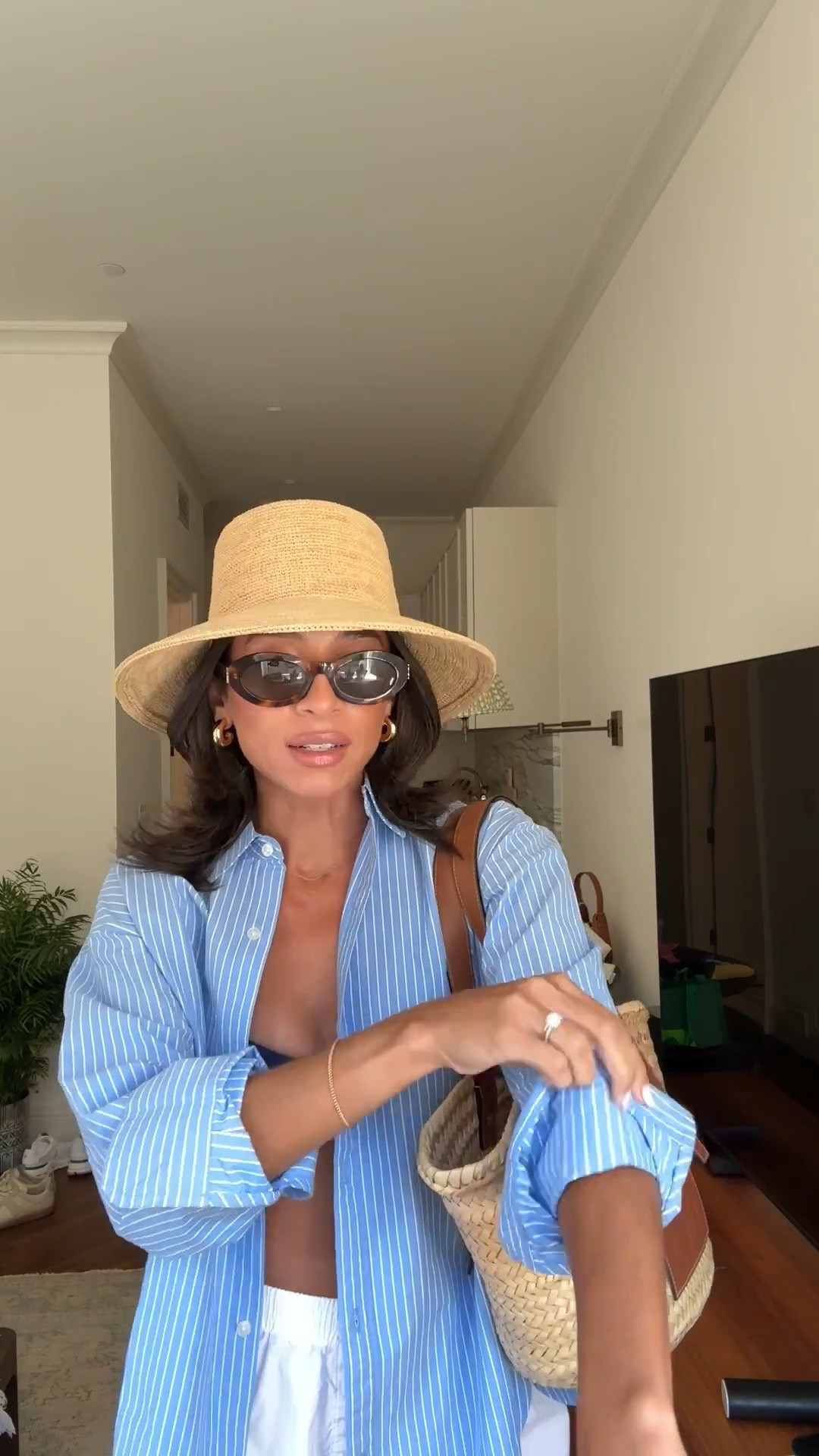 Beach day outfit! Love this vacation outfit for a casual beach look or for lake days! So perfect for July 4th too! ~40% OFF striped shirt with code AFNENA 🤩 sizing below 👇🏽 

Swim top: XS
Swim bottom: S
Shirt: XS
Shorts: S
Hat: Small 



Summer outfit
4th of July outfit
White shorts
Raffia bag
Bikini
Abercrombie code

#LTKTravel #LTKSwim #LTKFindsUnder100