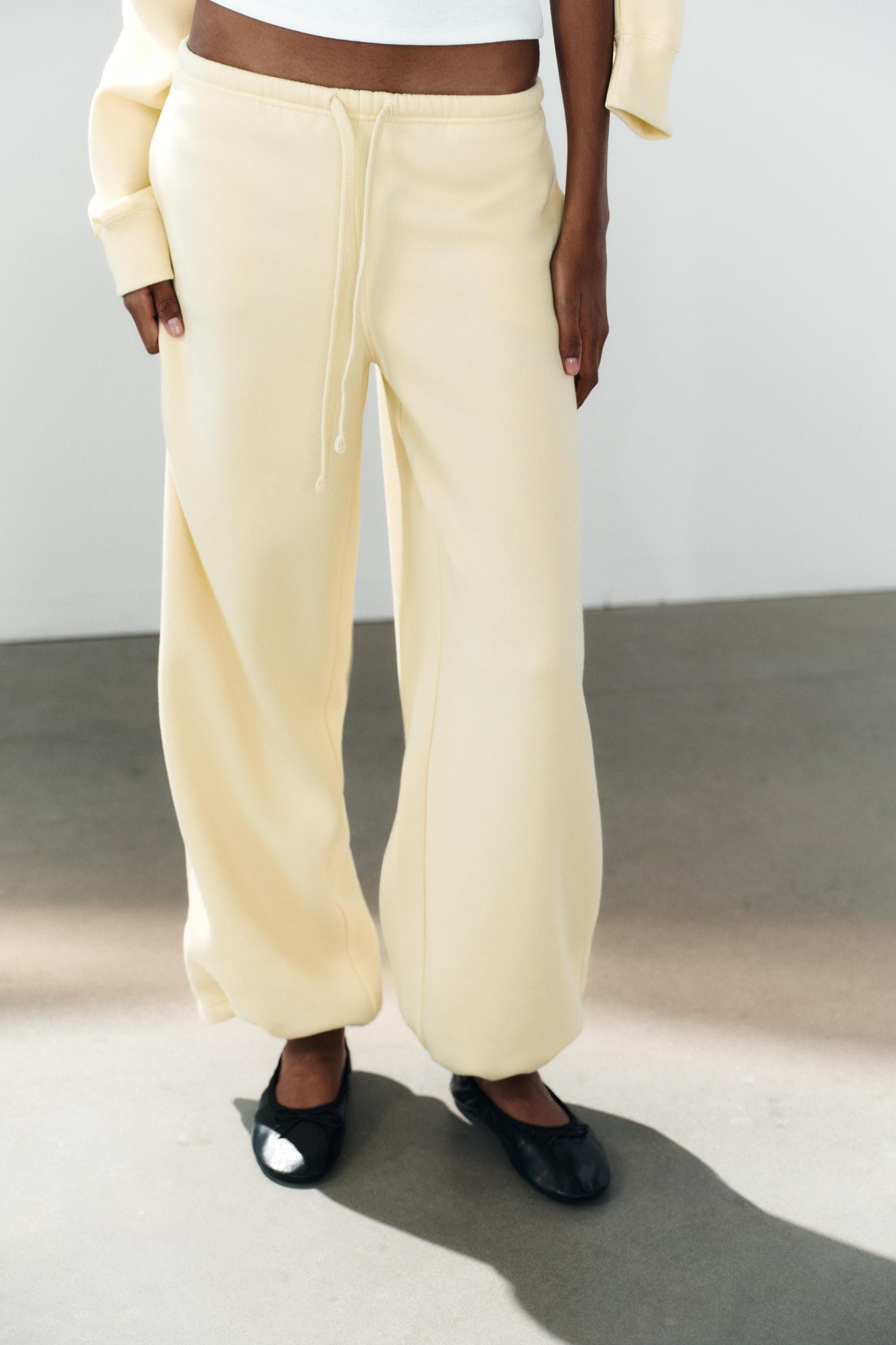 Zara - Basic Straight-Leg Sweatpants With Adjustable Hem - Gray Marl - S - Woman | Zara US