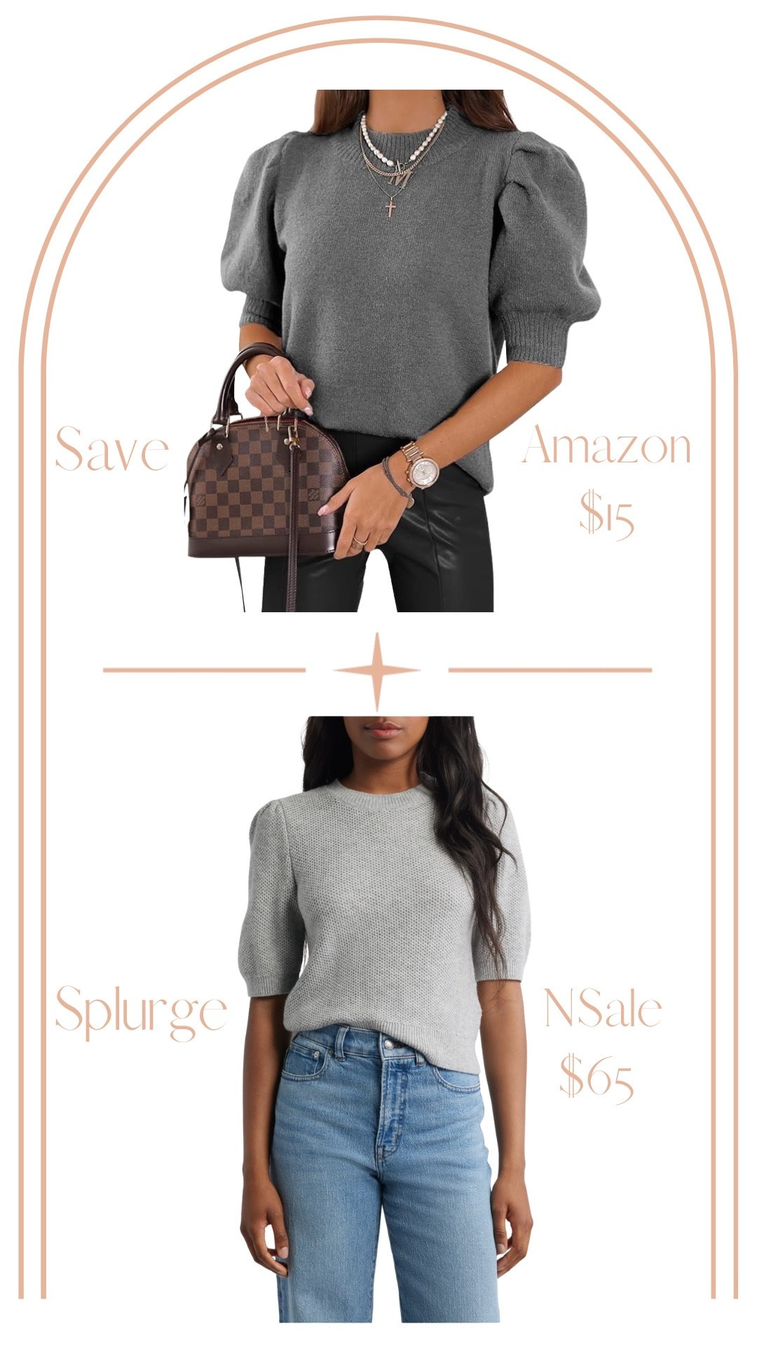 Save vs Splurge nsale short sleeve sweater or Amazon sweater! Similar look for a lot less! 

#LTKStyleTip #LTKFindsUnder50 #LTKSaleAlert