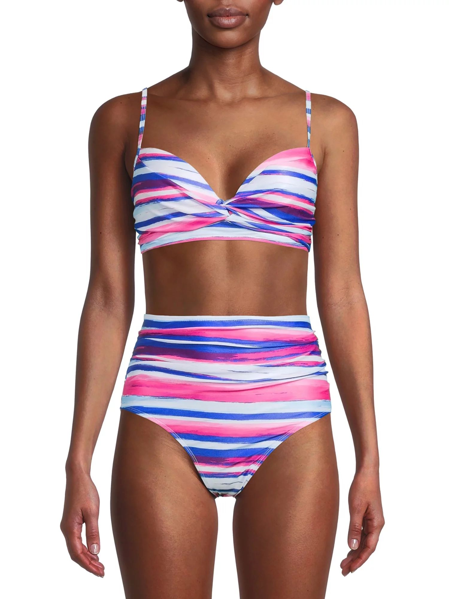 Catherine Malandrino Women's Twist Stripe Bikini Swimsuit Top | Walmart (US)