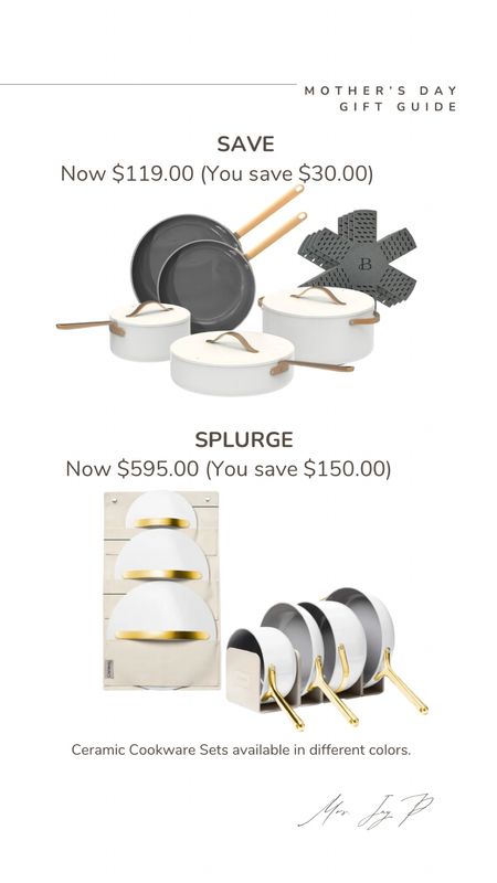 Mother’s Day Gift Guide.

Save or Splurge.
Ceramic cookware sets are all the rave right now. The good thing is, you have options!

Here are two popular sets both in very different price ranges.
Both sets are PTE, PFOA and PFOS free! Available in different colors. 

#LTKhome #LTKGiftGuide