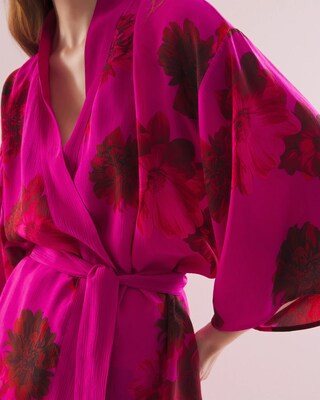 Women's Silk Chiffon Short Robe in Pink size Small/Medium | Soma, Sexy Lingerie Getting Ready Robe | SOMA