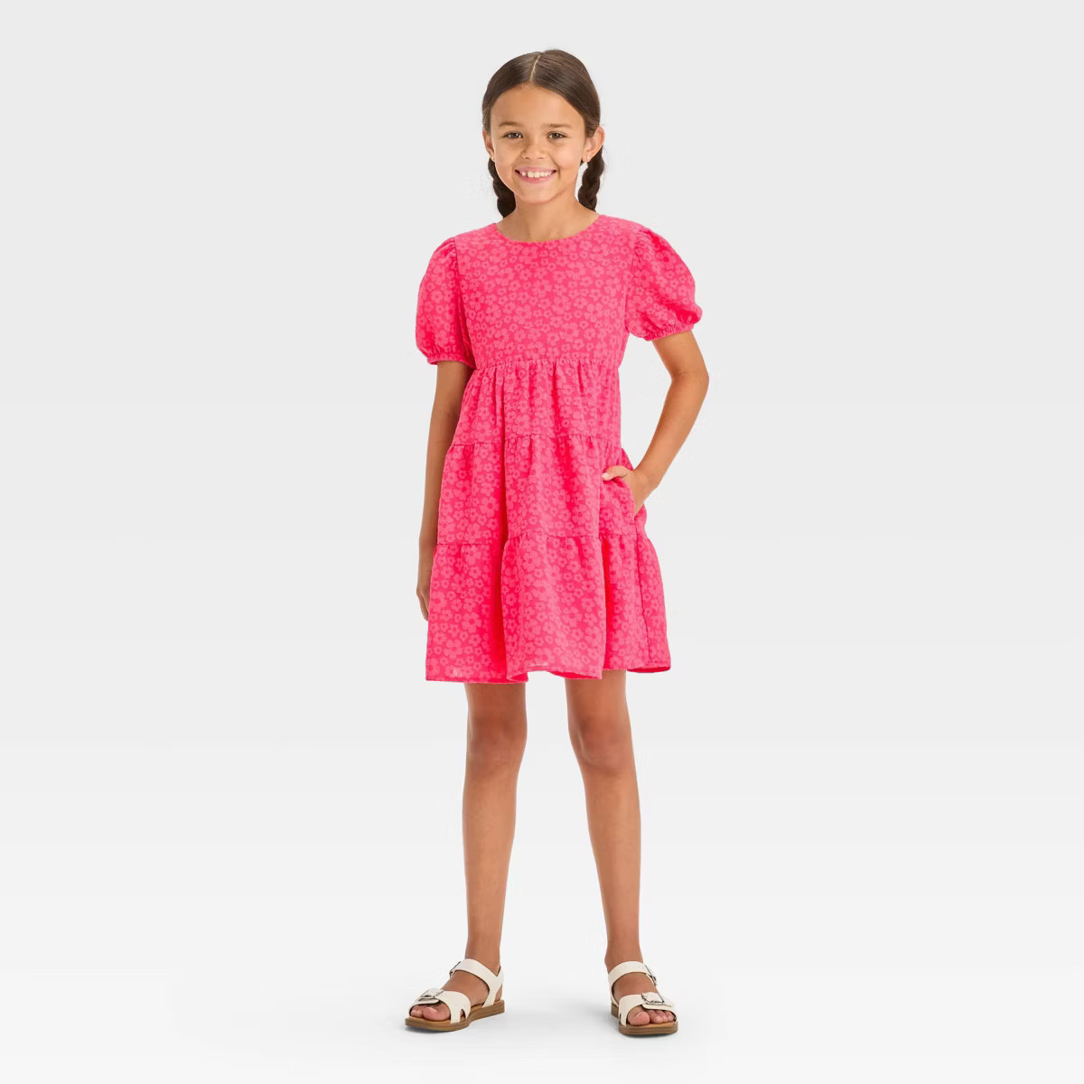 Girls' Short Sleeve Open Back Organza Dress - Cat & Jack™ | Target