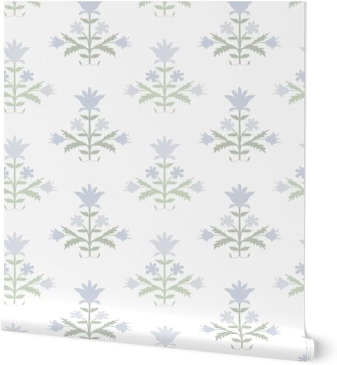 Removable Wallpaper Swatch - Blue Scandi Floral Botanical Scandinavian Folk Cottagecore French Co... | Amazon (US)