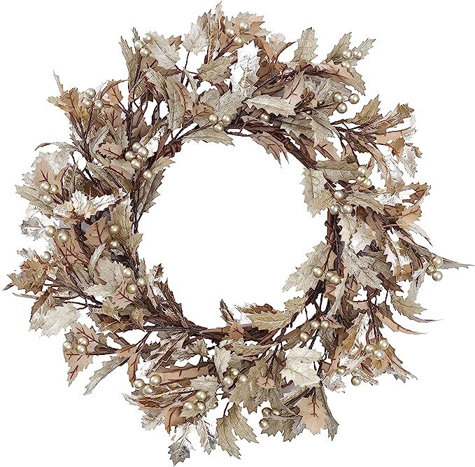 WreathDream 18 inches Artificial Christmas Wreath with Holly Leaves, Silver Berries for Front Doo... | Amazon (US)