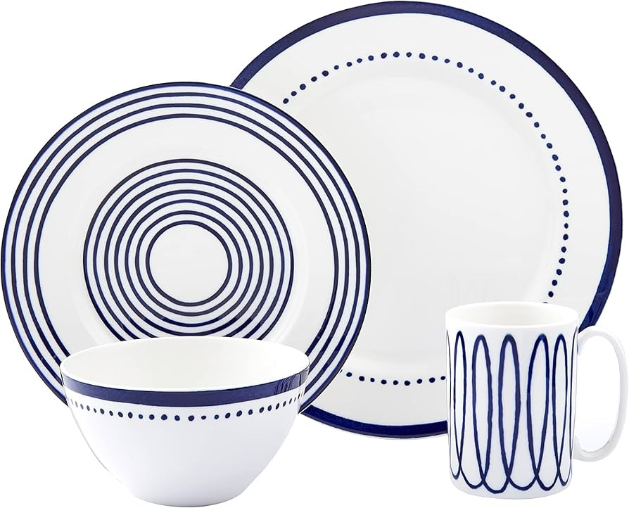 Kate Spade New York Charlotte Street West 4 Piece Place Setting Blue | Amazon (US)