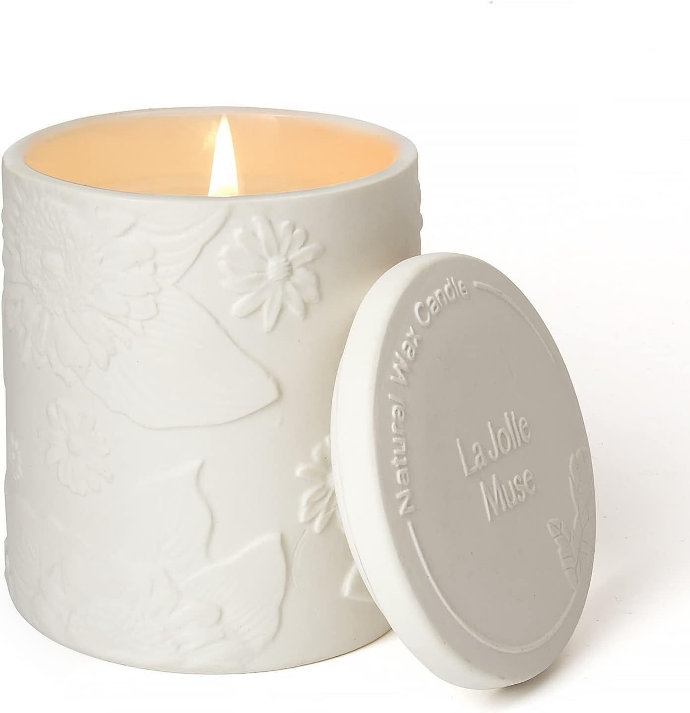 LA JOLIE MUSE Luxury Ceramic Jar Scented Candle, Sandalwood Rose Candles, Valentine Gifts for Wom... | Amazon (US)