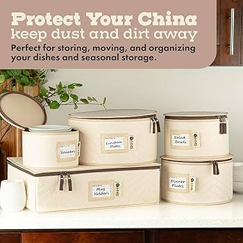 Hard Shell China Storage Containers 5-Piece Set Moving Boxes for Dinnerware, Glasses, Plates, Mug... | Amazon (US)