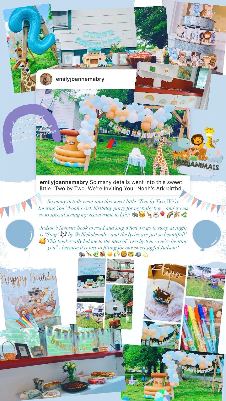 So many details went into this sweet little “Two by Two, We’re Inviting You” Noah’s Ark birthday party for my baby boy - and it was so so special seeing my vision come to life!! 🐘🥳🦒🎂🎈🌈🎉🌿

Judson’s favorite book to read and sing when we go to sleep at night is “Sing” 🎶 by @ellieholcomb - and the lyrics are just so beautiful!! 🥰 This book really led me to the idea of “two by two - we’re inviting you” - because it is just so fitting for our sweet joyful Judson!!
🐘🦒🌿💐☀️🌾🦁🐯🐦💫


Here are a few pics of the **party details*** (and I have linked it all over on my LTKit shop as well!! 🛍️🎉🛒✨🫶🏽 #noahsarkthemedbirthday #sweetestdayever #lovedbygod #twobytwoparty #secondbirthdayparty 

#LTKSeasonal #LTKfamily #LTKbaby