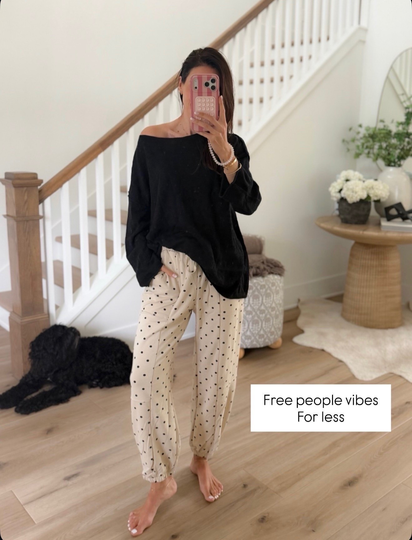 These polka dot pants have that relaxed Free People feel for way less. I love them with an oversized black top for an easy outfit that feels comfortable but still cute enough to wear out.

polka dot pants, Free People inspired, relaxed pants, casual fall outfit, black top, neutral outfit, affordable fashion, everyday style, comfy outfit, transitional fashion, annabrstyle

#LTKootd #LTKSeasonal #LTKOver40